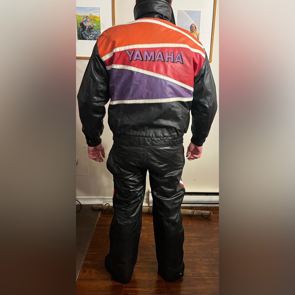 Leather Full Yamaha Snowmobile Suit - mid 1990s - Yamaha VMAX - Size Large